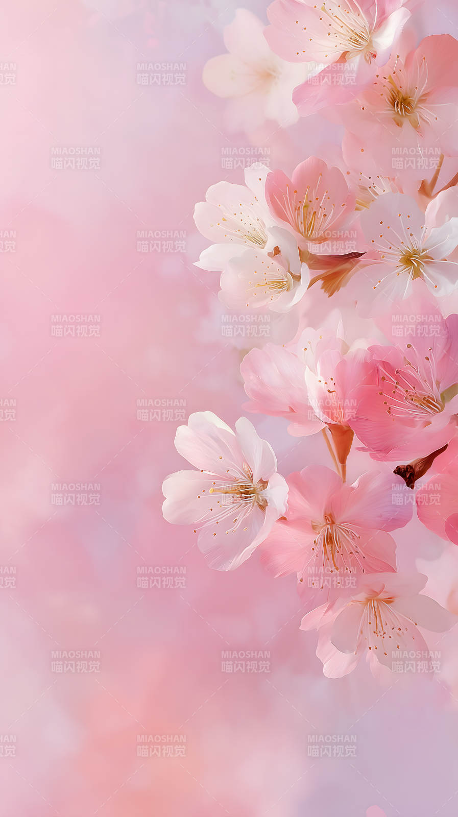 粉色櫻花盛開-圖片