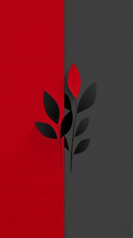 紅黑簡約葉片-圖片