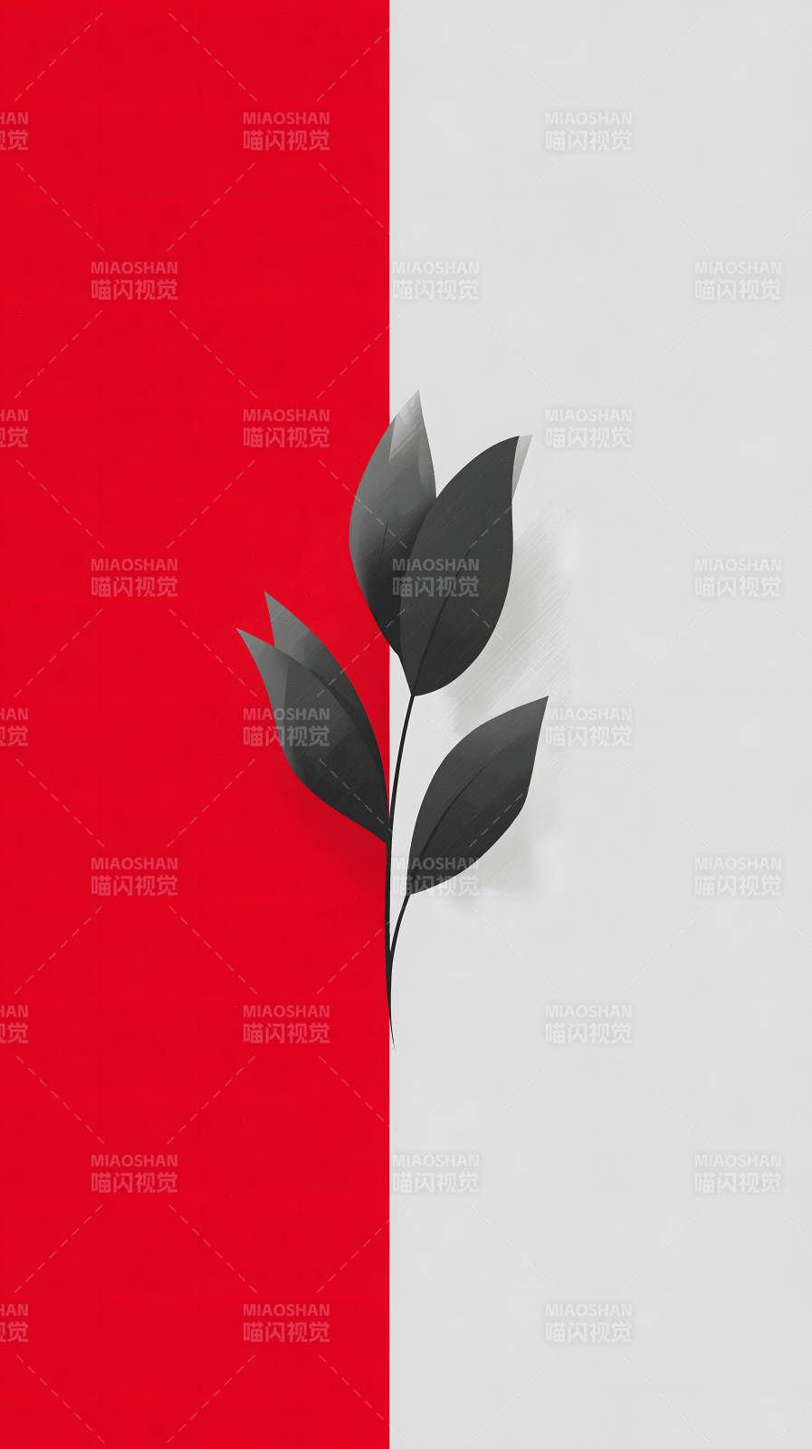 紅白花朵簡約圖-圖片