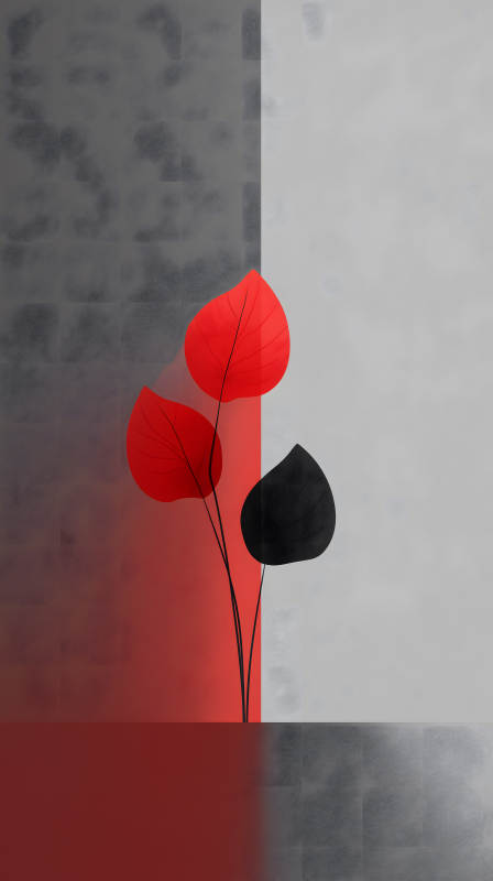 紅葉黑葉抽象畫-圖片