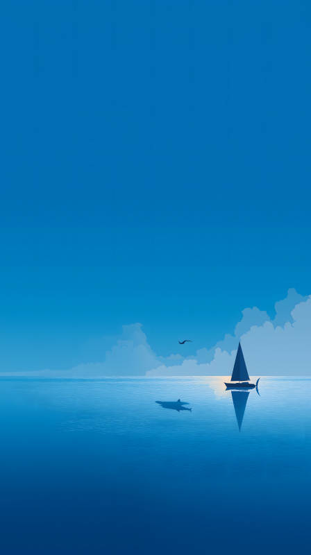 海上孤舟與鯊魚-圖片