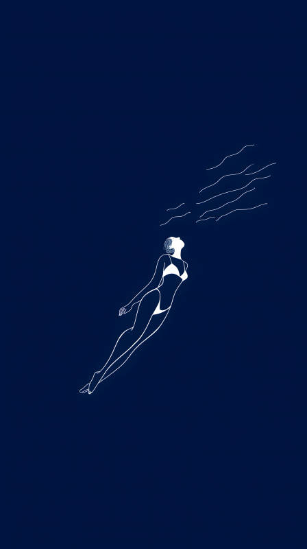 女子水中暢游水面氣泡-圖片