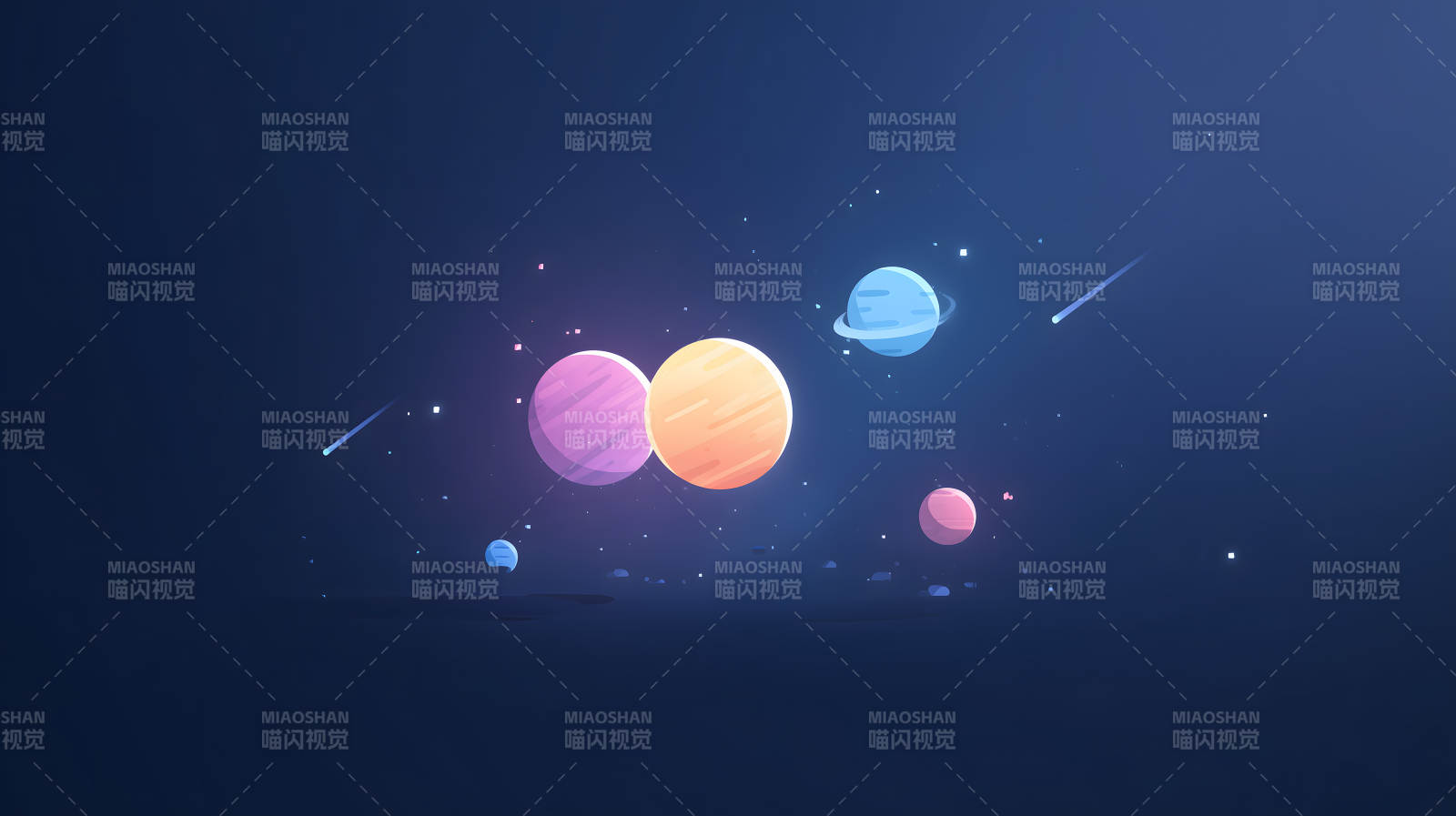 宇宙星球的卡通風(fēng)格壁紙-圖片