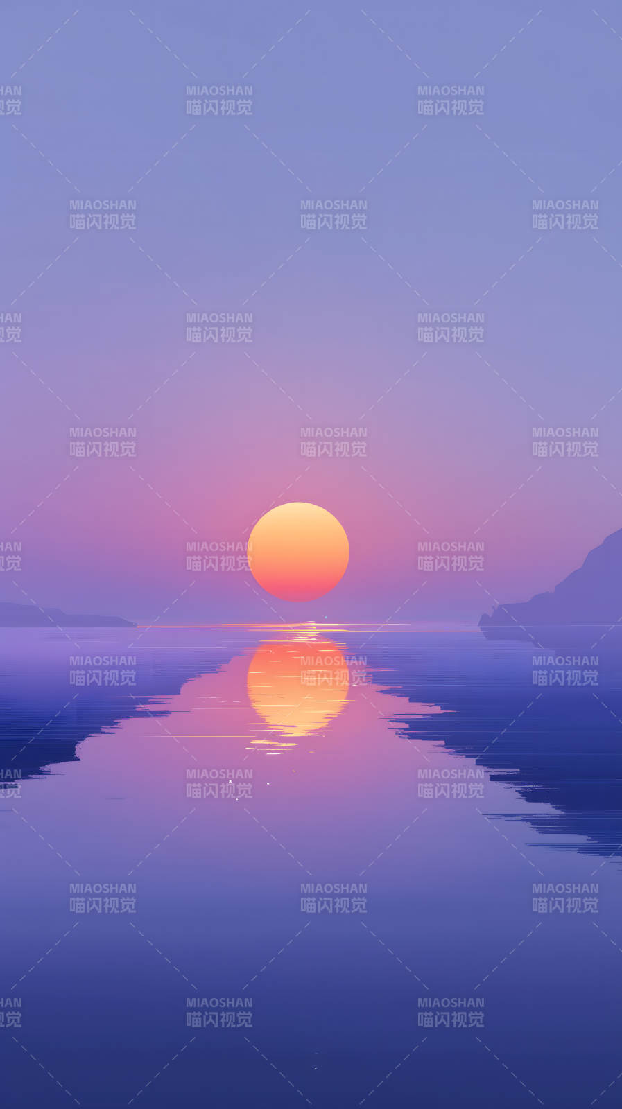 落日湖面美景-圖片