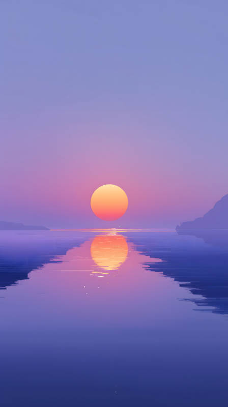 落日湖面美景-圖片