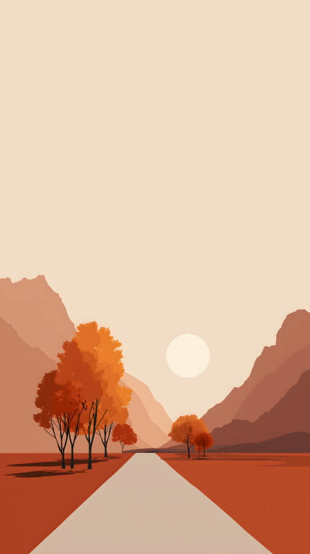 秋日山景道路-圖片