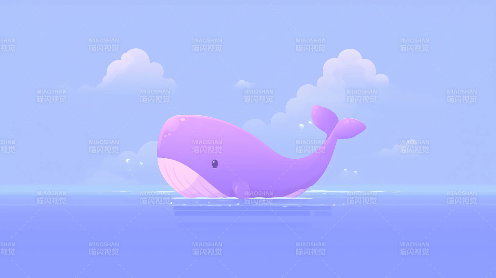 紫鯨戲水藍天白云-圖片