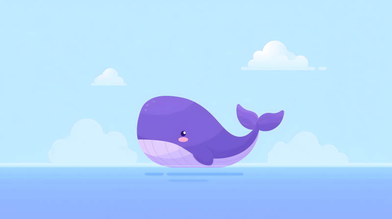 可愛卡通鯨魚在海中-圖片