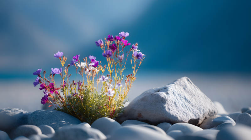 花石海藍(lán)靜謐景象-圖片