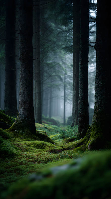 森林迷霧樹影婆娑-圖片