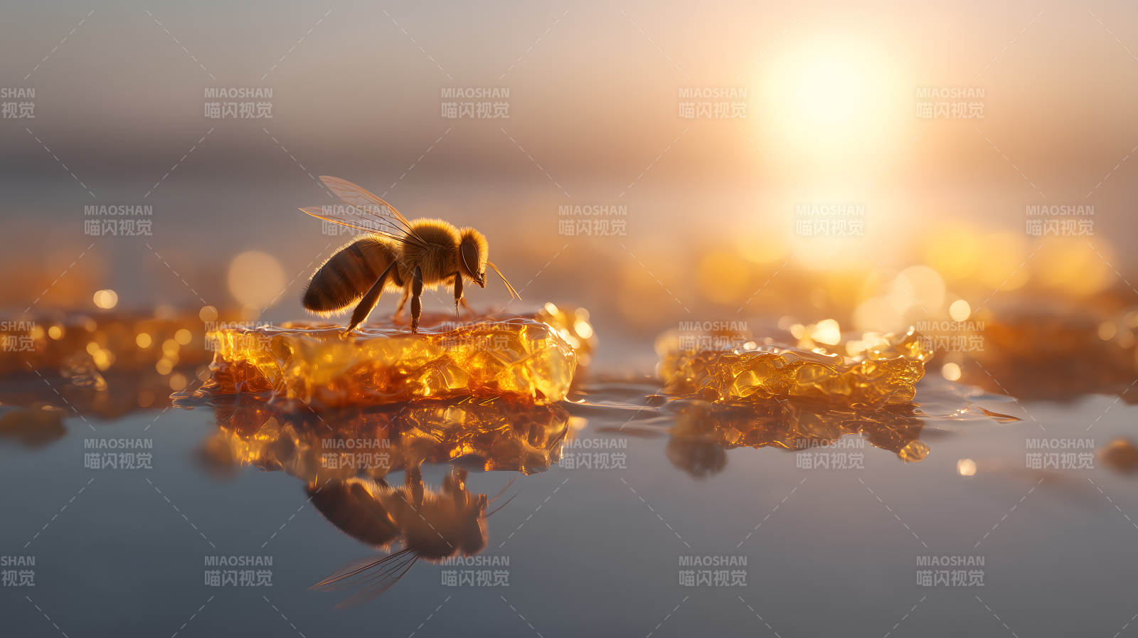 蜂巢上的蜜蜂沐浴陽光-圖片