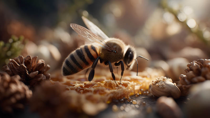蜜蜂采蜜特寫畫面-圖片