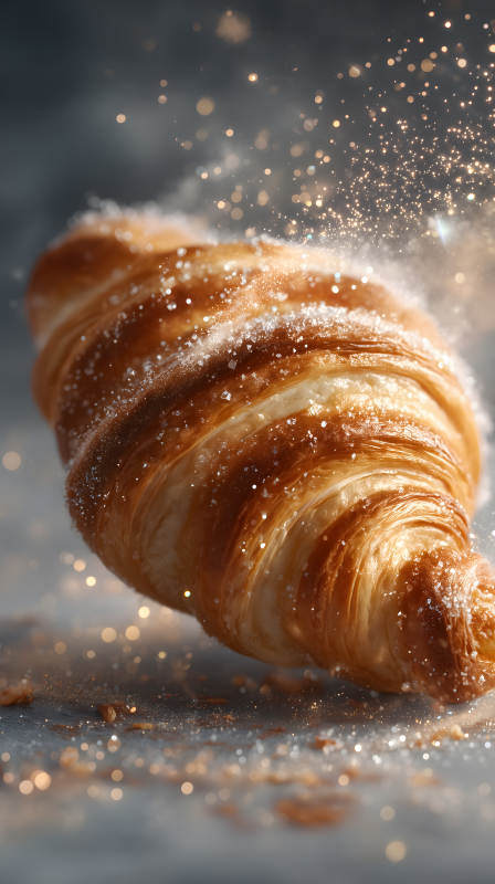 金黃酥脆的牛角面包-圖片