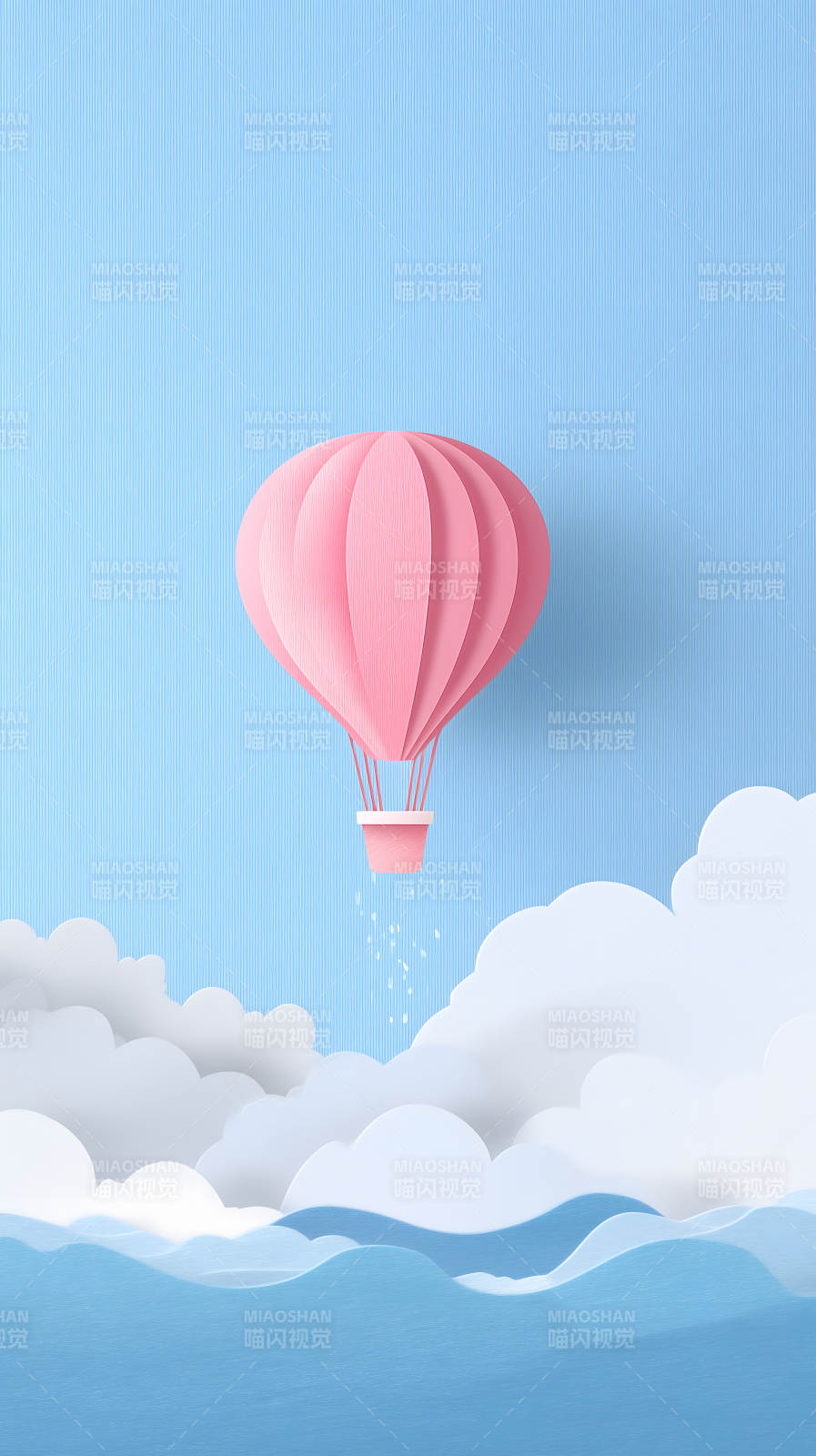 粉色热气球飞行-图片