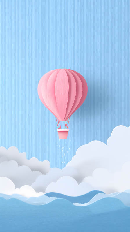 粉色热气球飞行-图片