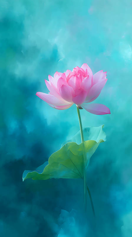 粉色蓮花水中綻放-圖片