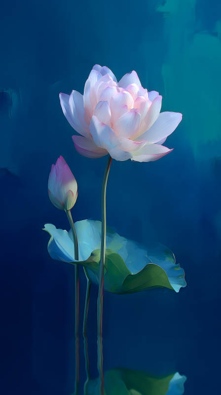 蓮花綻放水墨意境-圖片