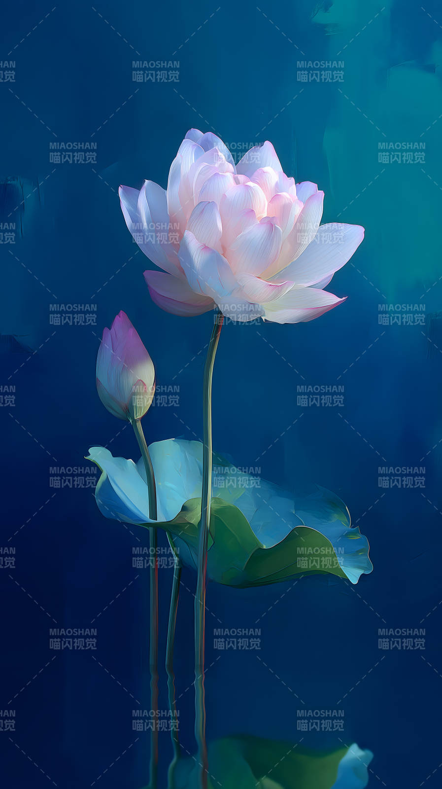 蓮花綻放水墨意境-圖片