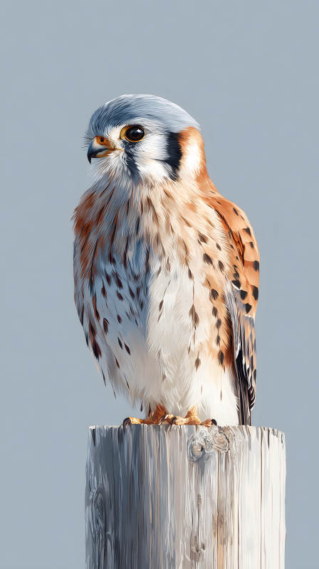 鷹佇立木樁之上-圖片