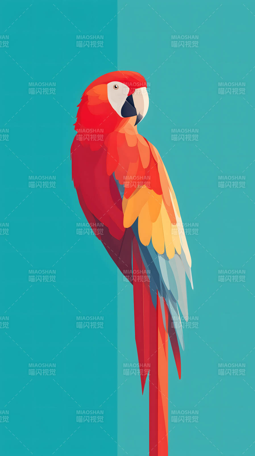 紅鸚鵡在藍(lán)背景上-圖片