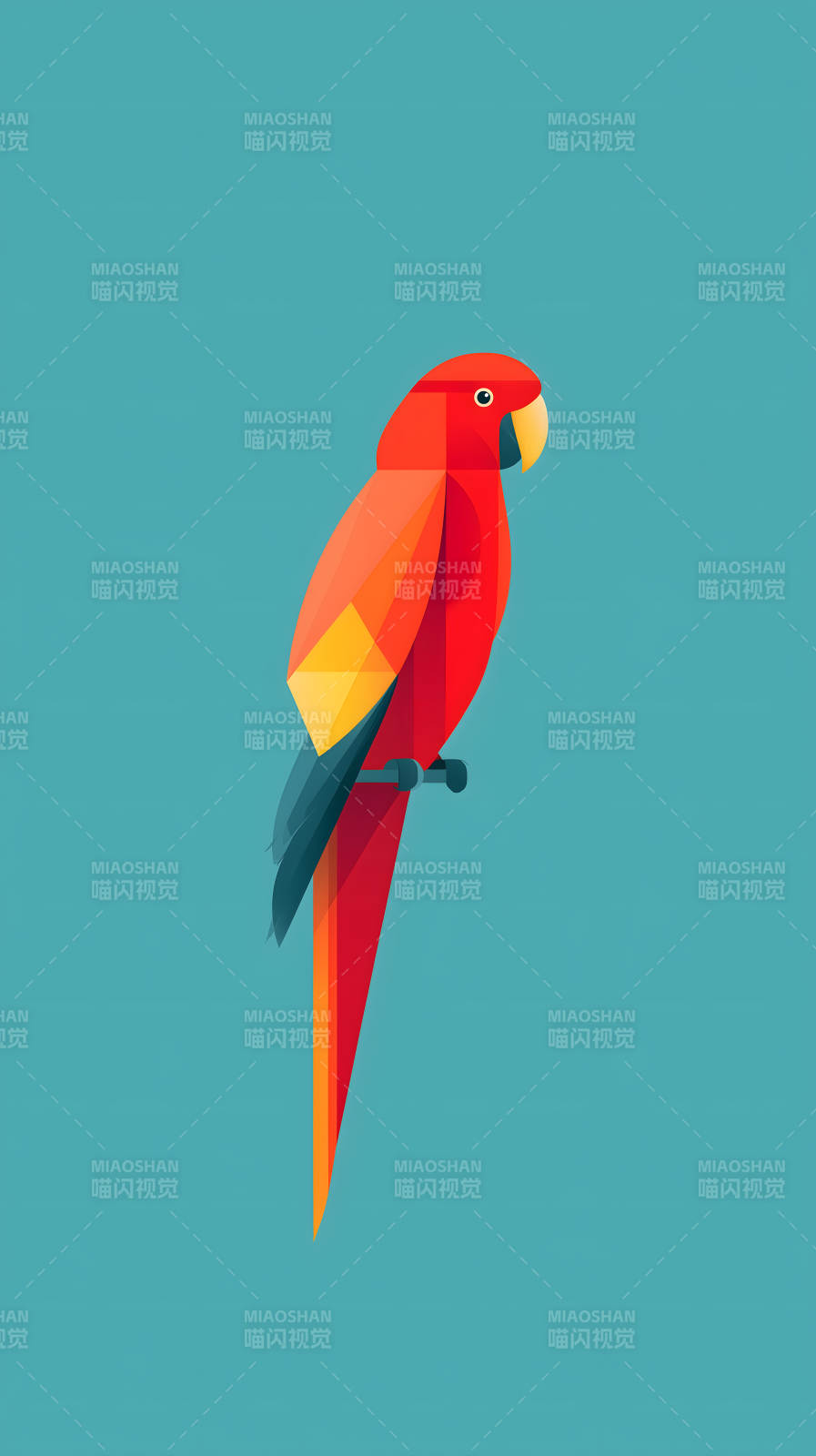 幾何鸚鵡靜止于藍(lán)-圖片