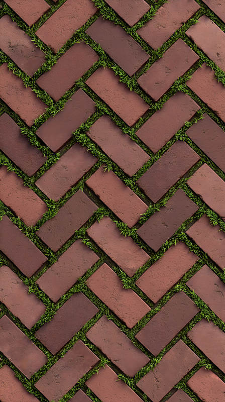 砖块草地图案纹理-图片