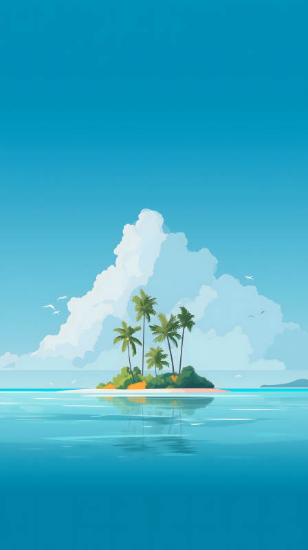 孤島椰樹藍(lán)天碧海-圖片