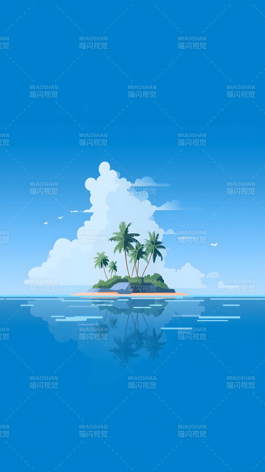 孤島椰樹風光優美-圖片