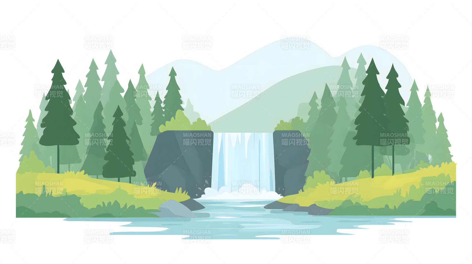 瀑布森林景色-圖片