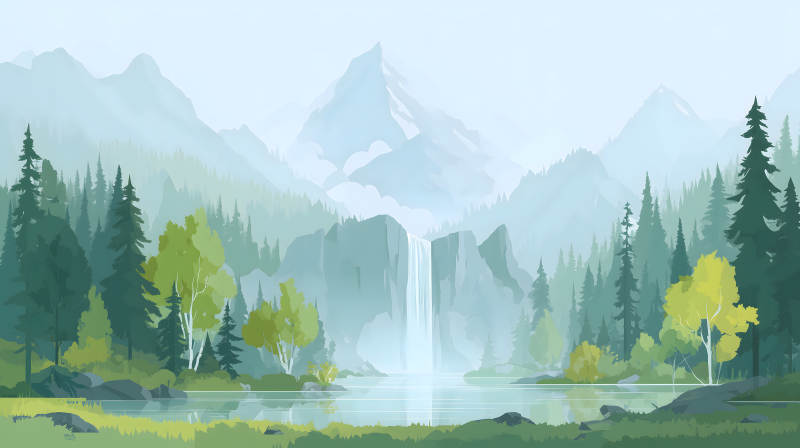 山水瀑布風(fēng)光旖旎-圖片