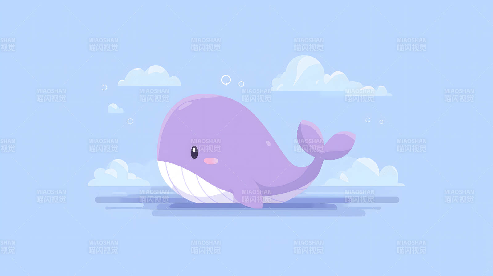 可愛鯨魚在云朵間-圖片