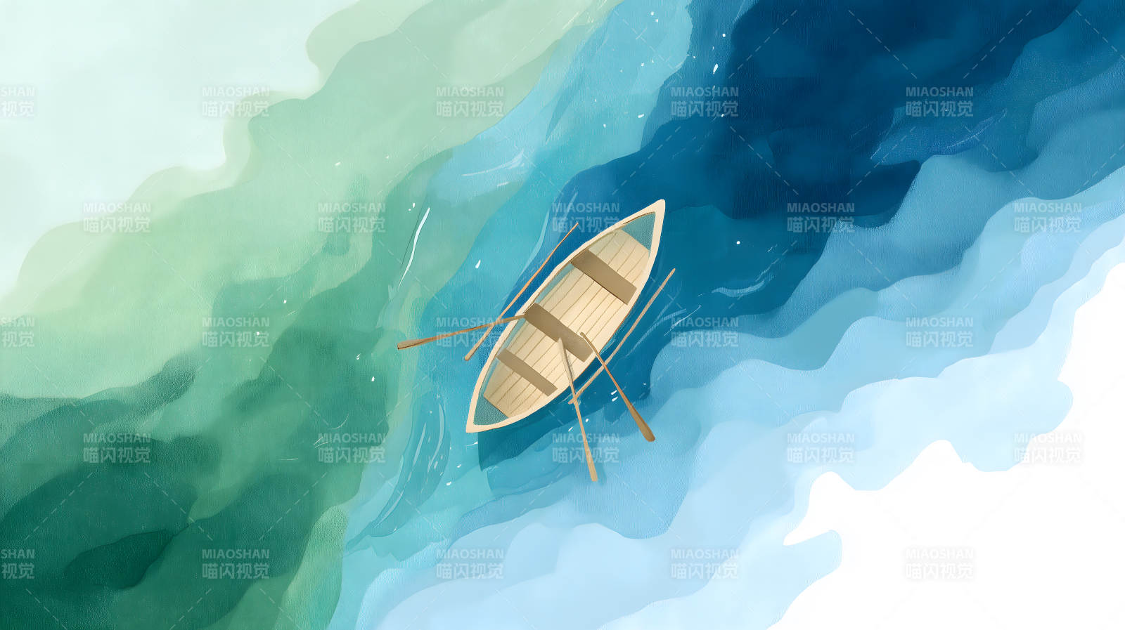 小舟漂浮水面-圖片