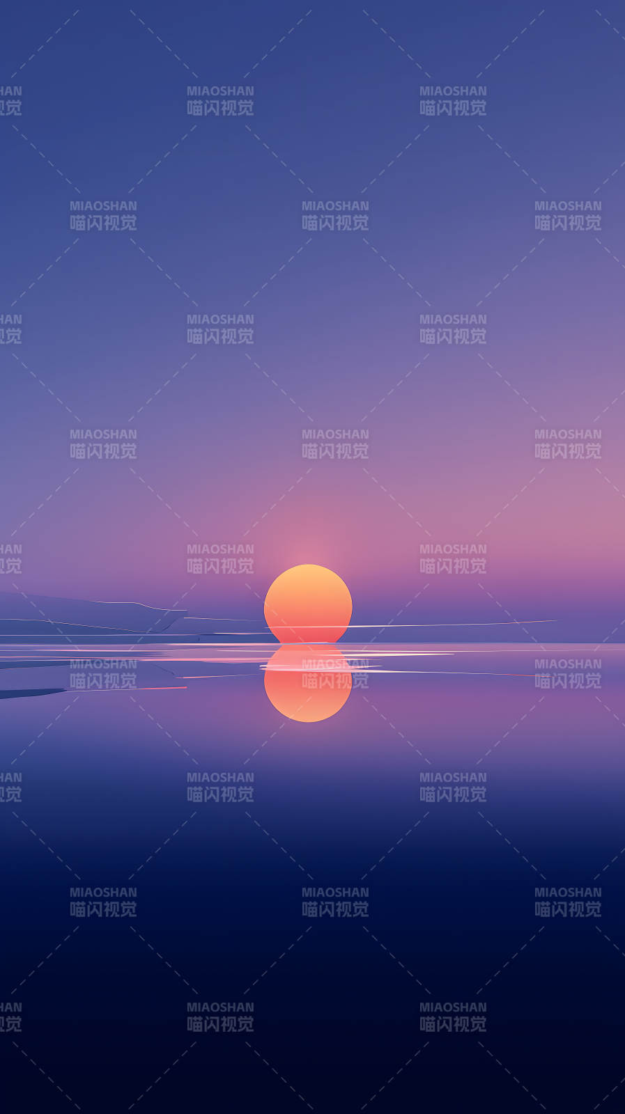 落日與倒影唯美圖-圖片