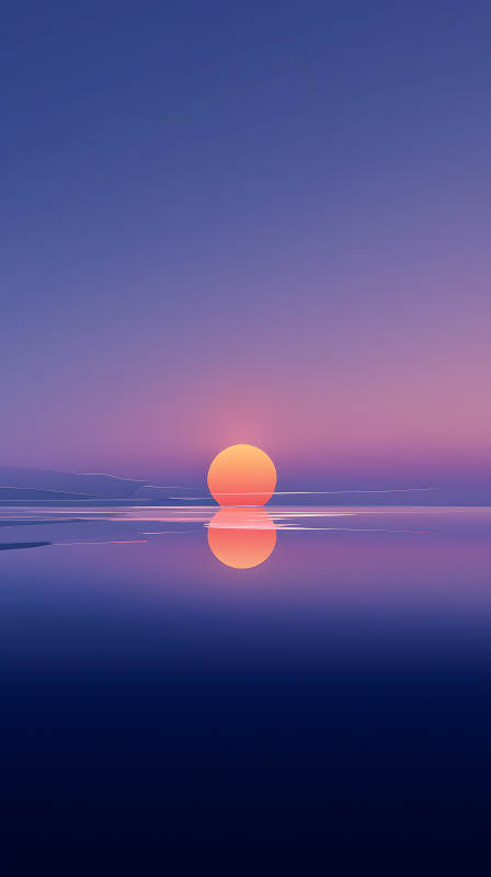 落日與倒影唯美圖-圖片