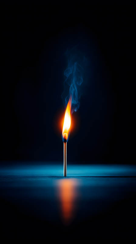 燃燒的火柴釋放光芒-圖片