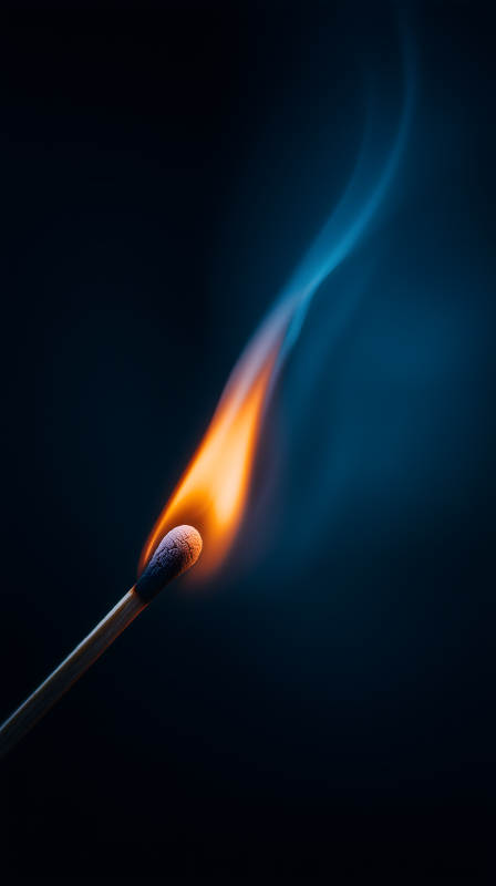 燃燒的火柴發出火焰-圖片