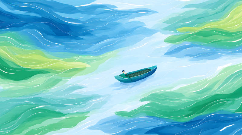 小船漂浮水面之上-圖片