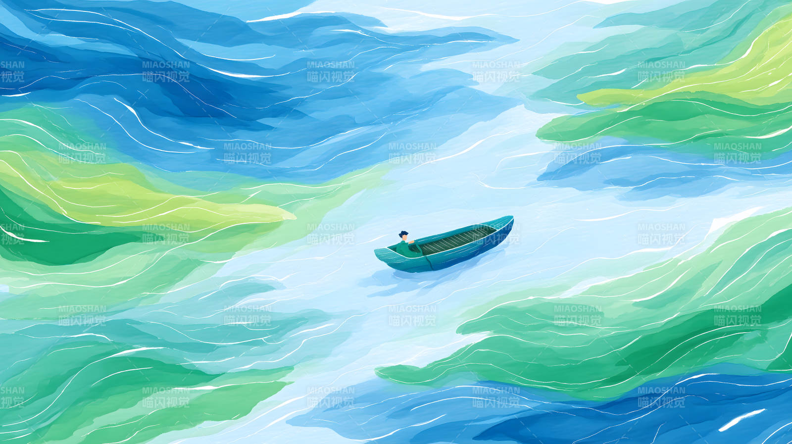 小船漂浮水面之上-圖片