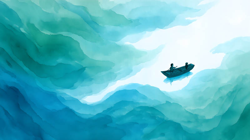 舟行山水之間-圖片