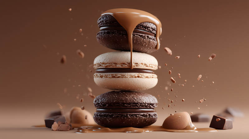 巧克力馬卡龍特寫-圖片