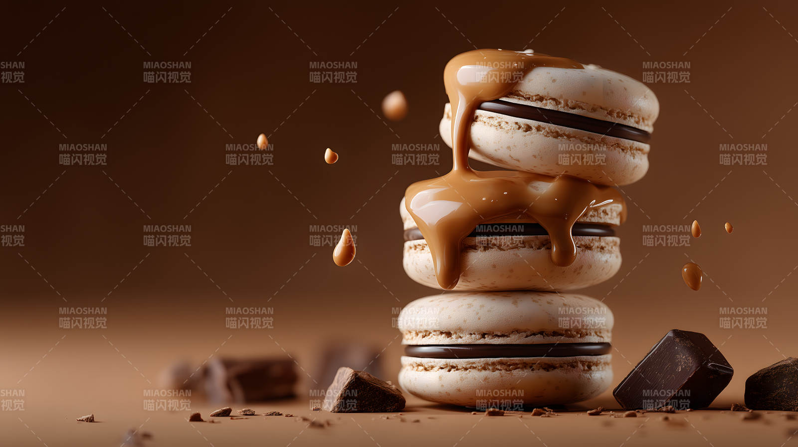 巧克力馬卡龍美味誘人-圖片