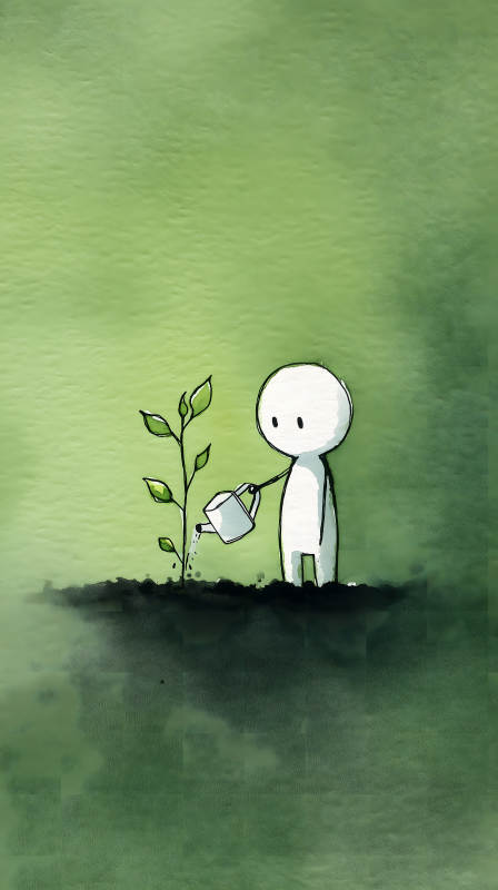 澆灌幼苗茁壯成長-圖片