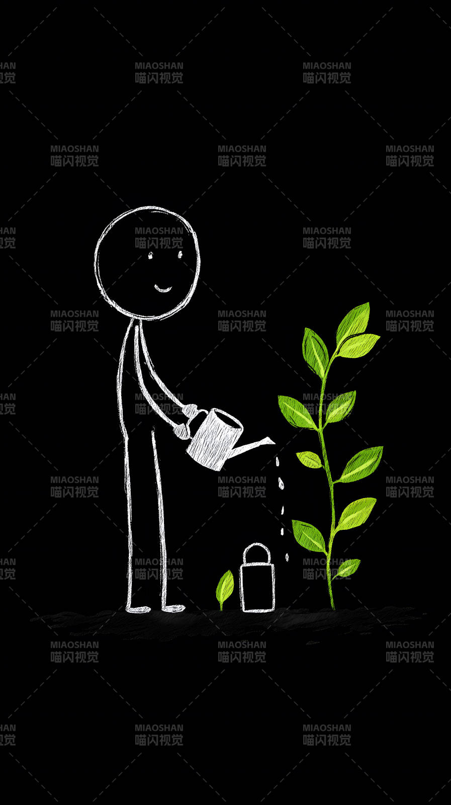 澆水育苗成長希望-圖片