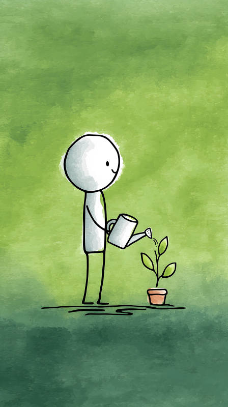 澆水培育小樹(shù)-圖片