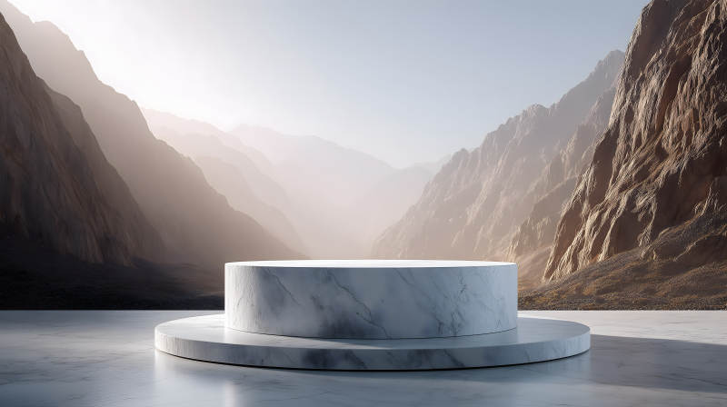 山脈與展示臺(tái)-圖片