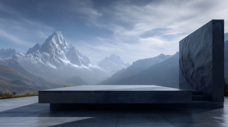 山巒平臺景象開闊大氣-圖片