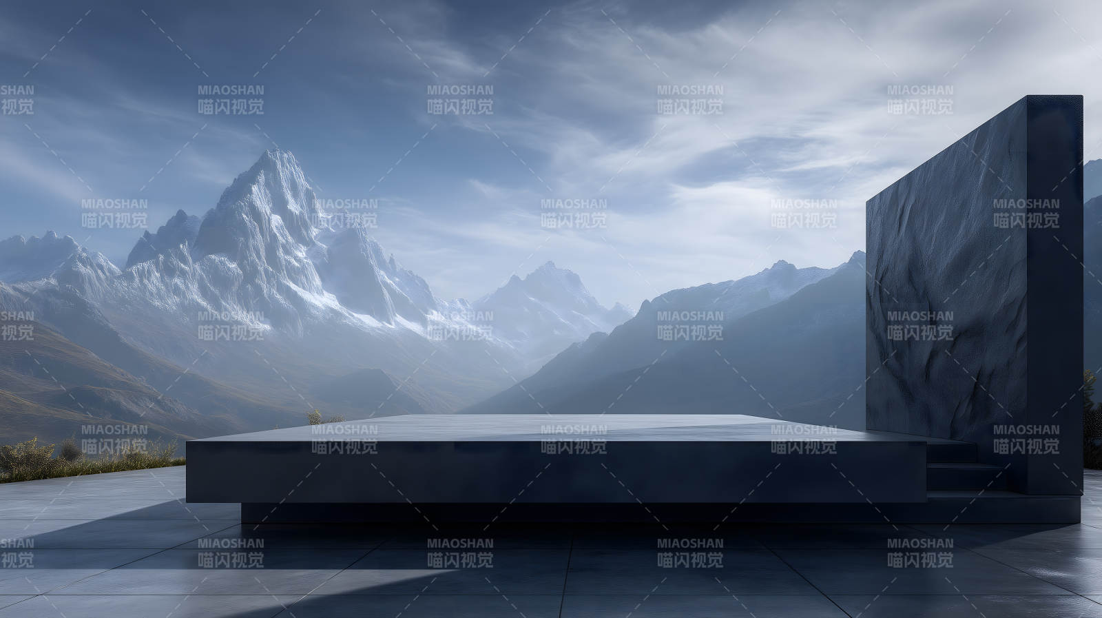 山巒平臺景象開闊大氣-圖片