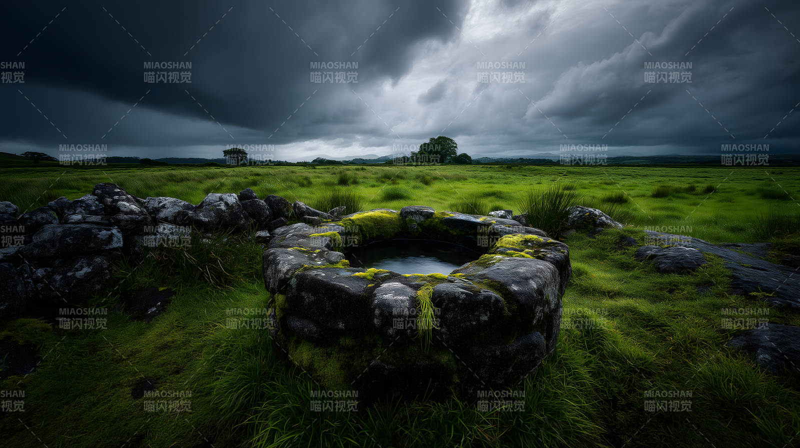 古井風光陰云密布-圖片