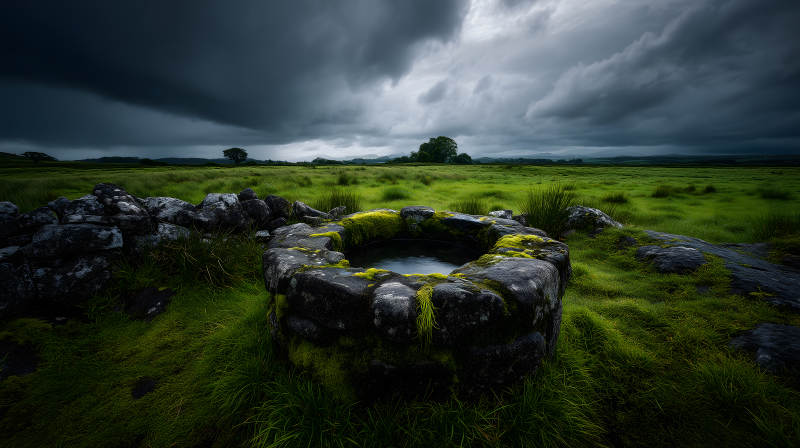 古井風(fēng)光陰云密布-圖片