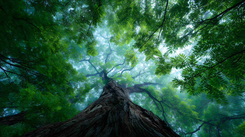 樹木視角仰望天空-圖片